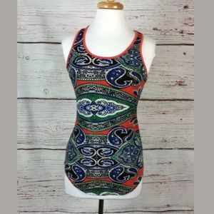 Cleo Apparel Multicolored Lace Back Top Sz S
